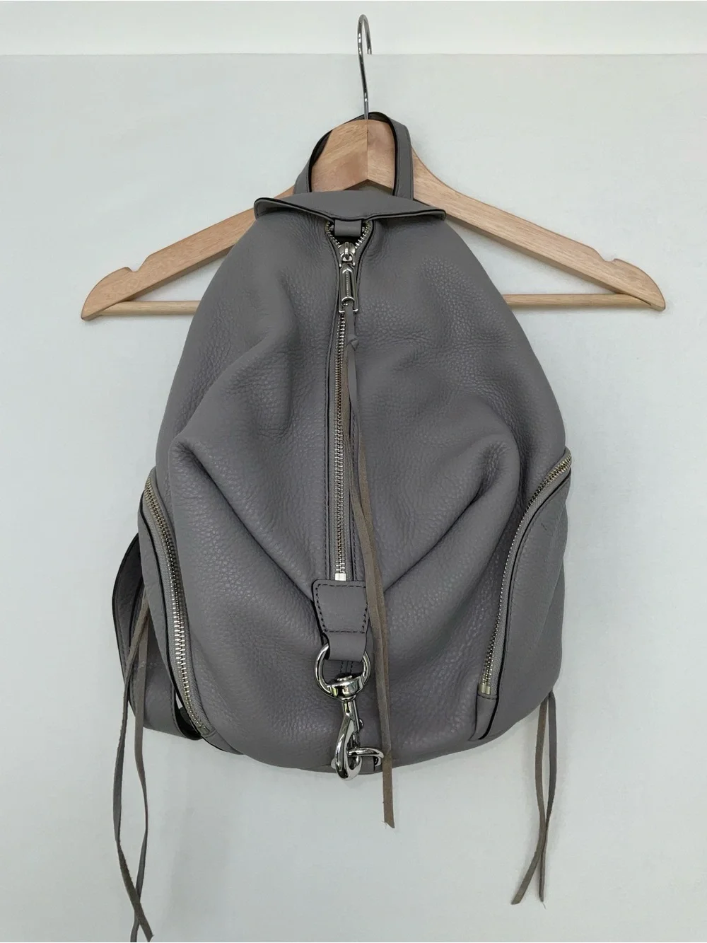 Rebecca Minkoff Gray Julian Pebbled Leather Backpack